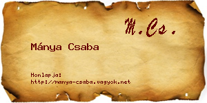 Mánya Csaba névjegykártya
